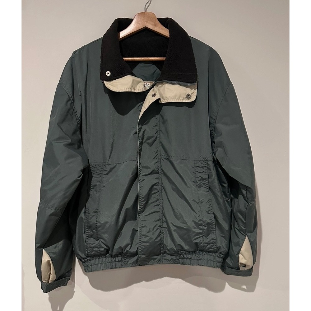 RedHead Mens Fleece Lined Nylon Outdoor Jacket Green Tan RN 89370 Size Medium